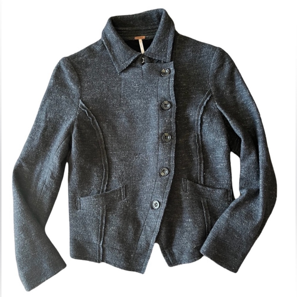Free People XS Boho Grey Wool Jacket